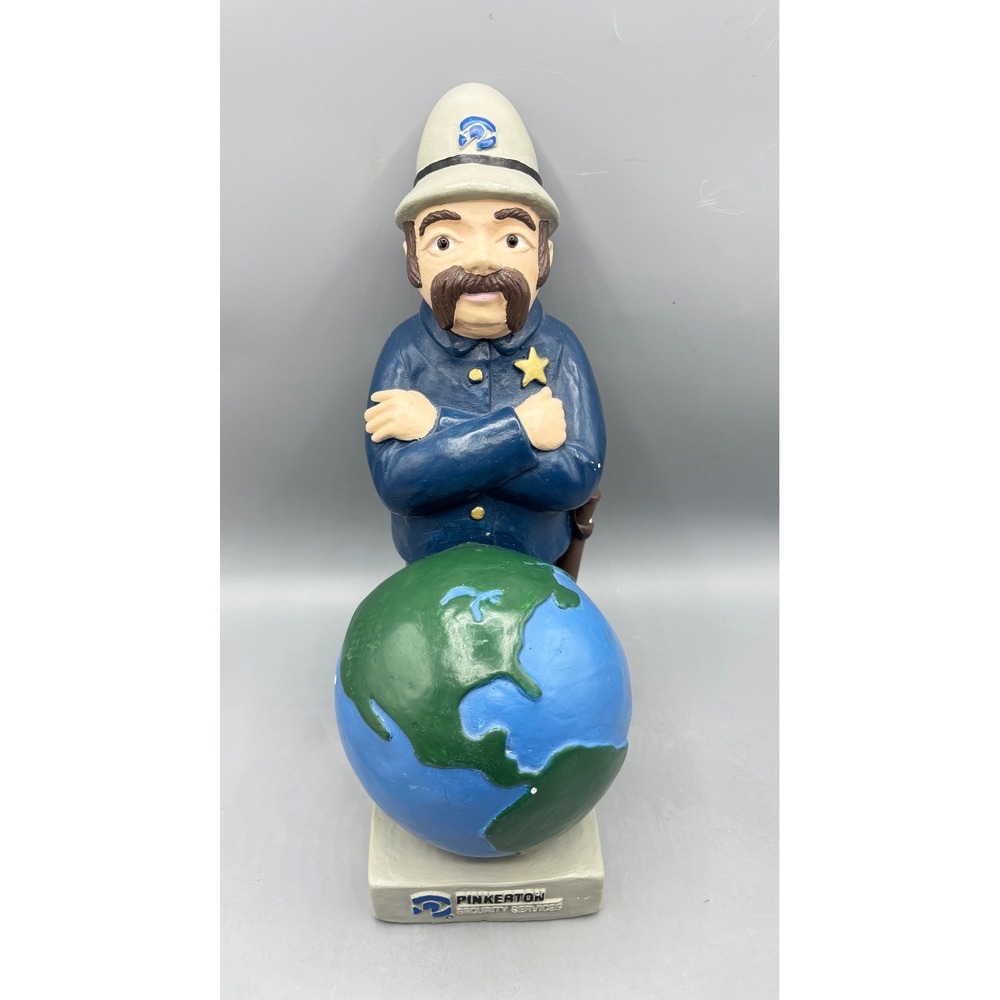 Vintage 1992 Pinkerton Security Services Statue Guard with Globe Advertising 11"